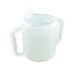 Clear Drinking Mug with Handle and Two Spouted Lids (250ml)